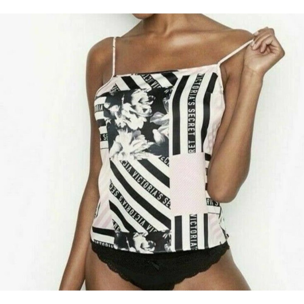 Victoria’s Secret Patchwork Cami – VS Strappy Lounge Top, Floral & Stripe medium